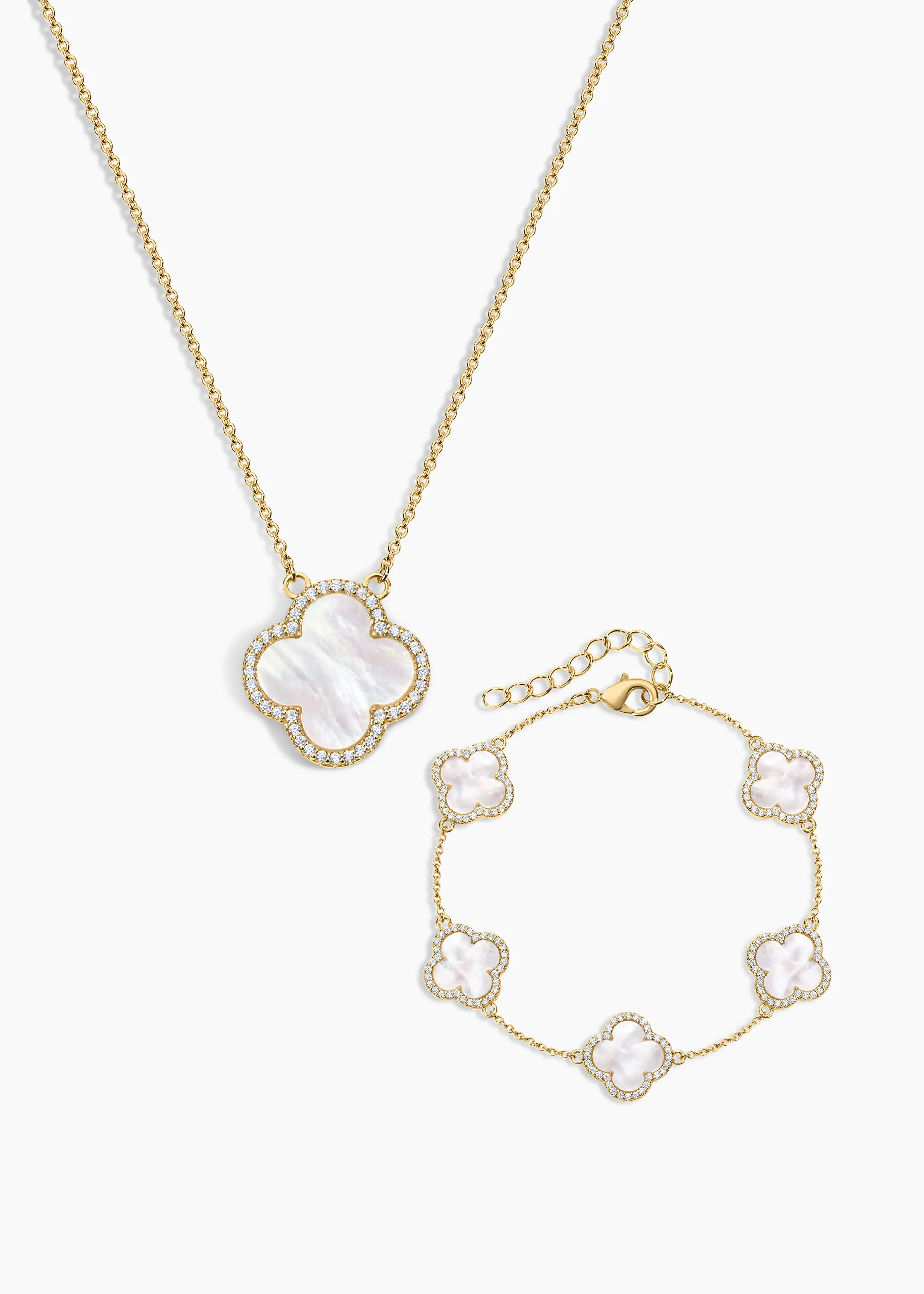 Electric Picks Icon White Clover Bracelet and Necklace - Set of 2 at Nordstrom | Nordstrom