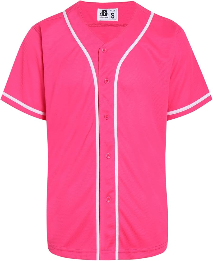 DEHANER Plain Blank Baseball Jerseys for Men Women Adult Hip Hop Hipster Button Down Shirts Sport... | Amazon (US)