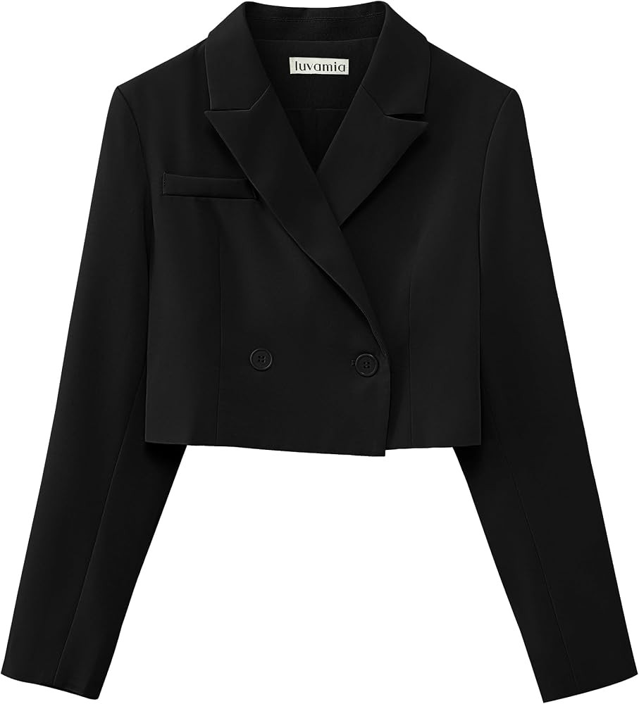 luvamia Cropped Blazers for Women Business Casual Open Front Long Sleeve Suit Jacket Trendy Overs... | Amazon (US)