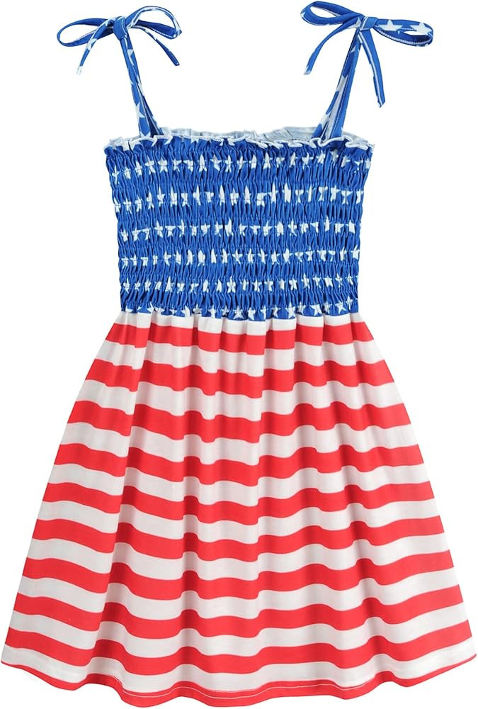 Toddler Girls American Flag Dress USA Stars Striped Kids Patriotic Summer Clothe 4th of July Outf... | Amazon (US)