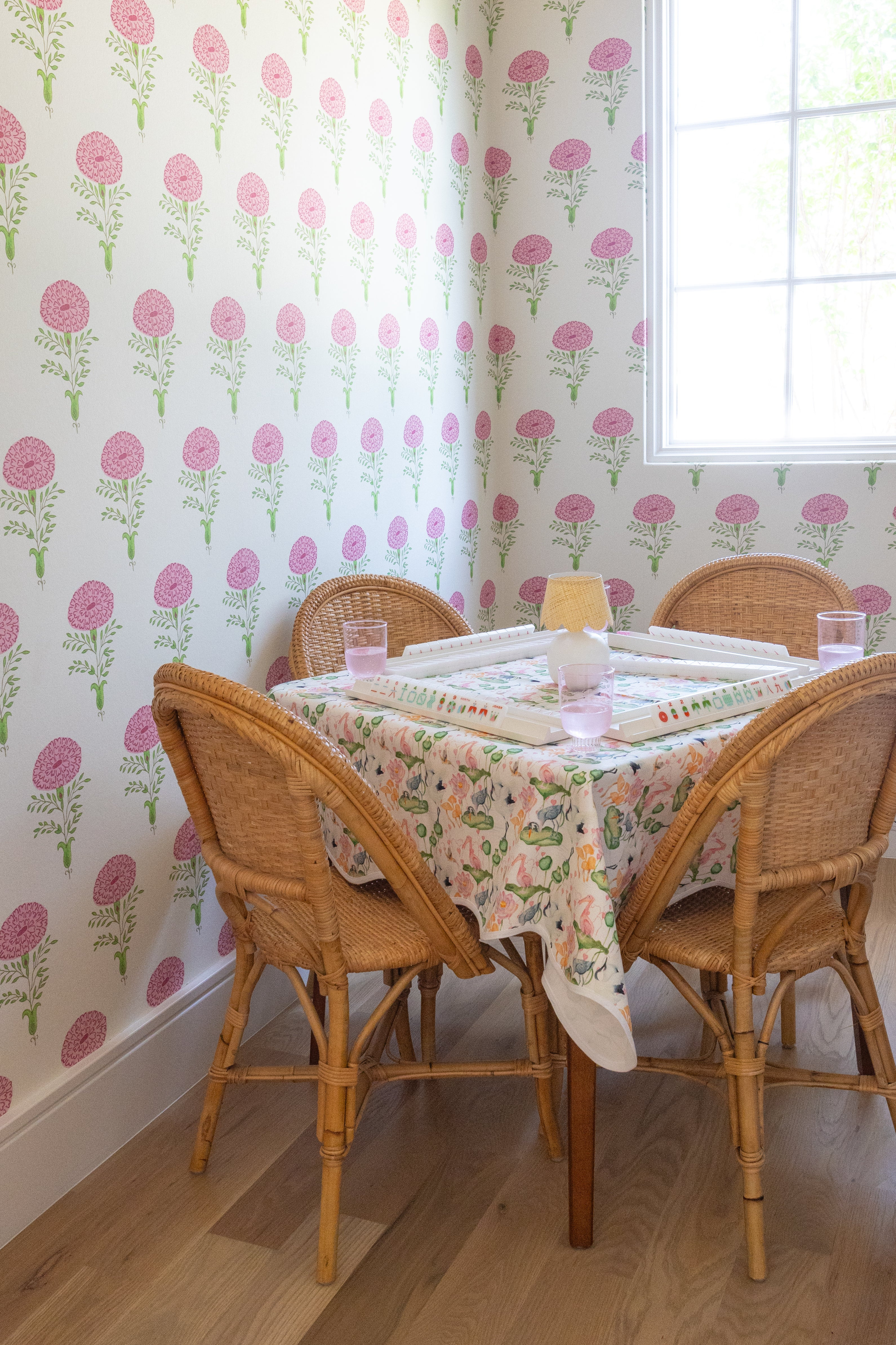 Scalloped Square Game Table Topper | Waterlily | Frances Fields Home