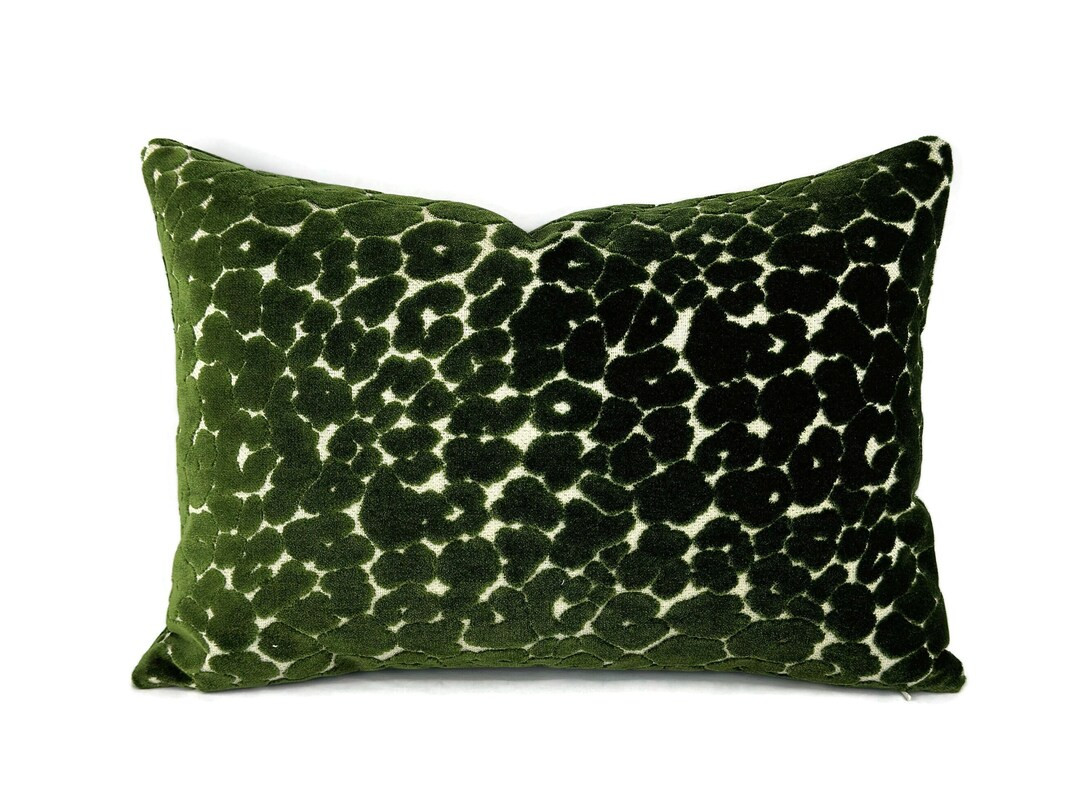 Green Leopard Velvet Lumbar Pillow Cover Parsley Moss Green Panther Pattern Rectangle Cushion Cas... | Etsy (US)