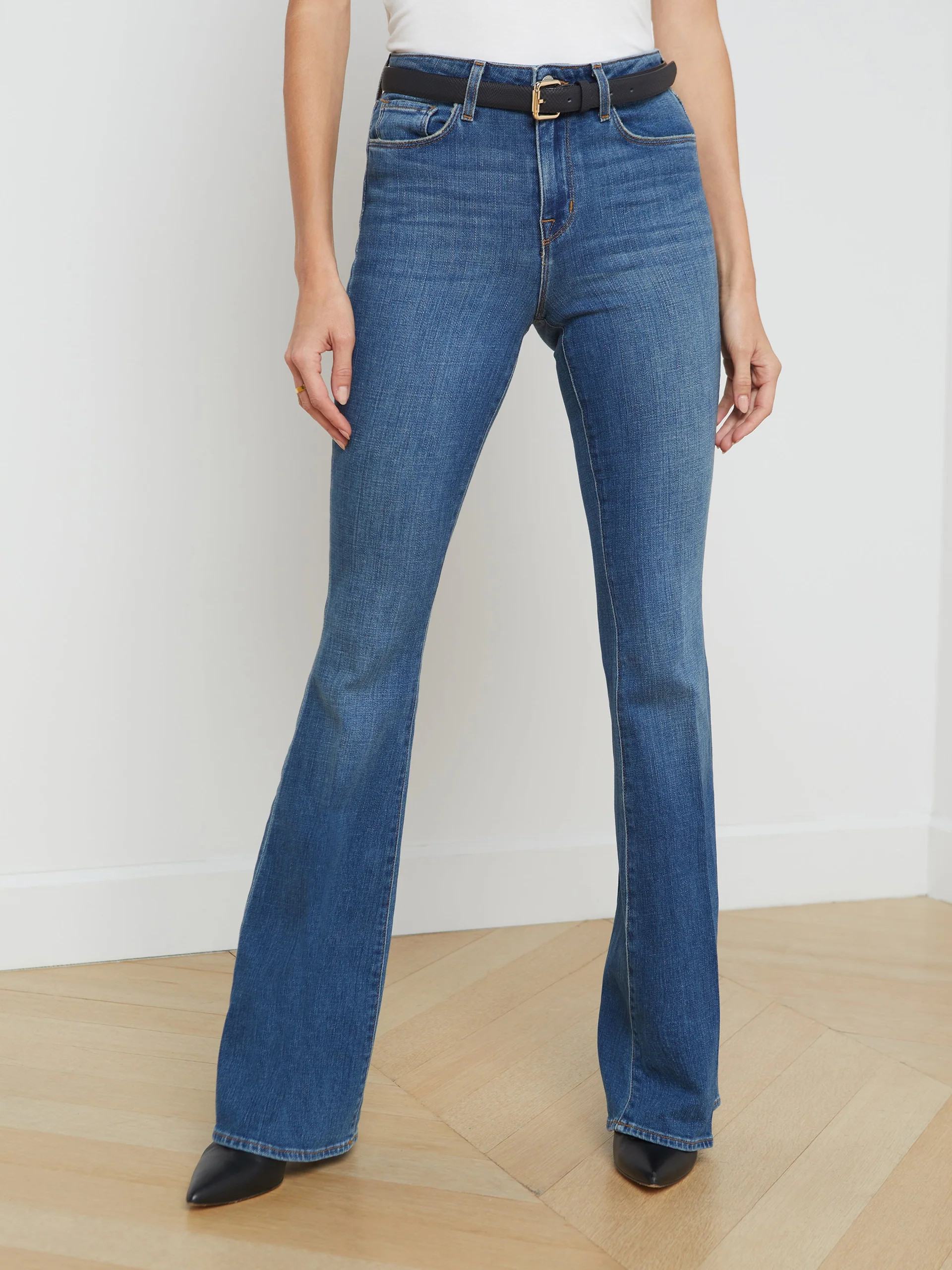 Bell High-Rise Flare Jean In Authentique | L'AGENCE | L'Agence