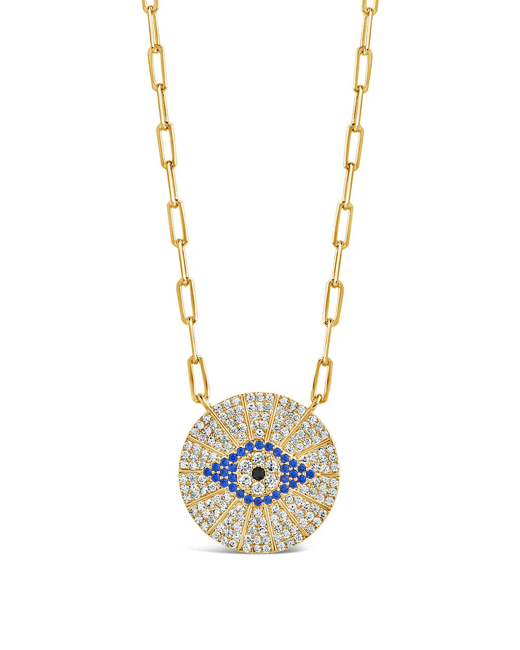 Cubic Zirconia Evil Eye Disk Pendant Necklace | Sterling Forever
