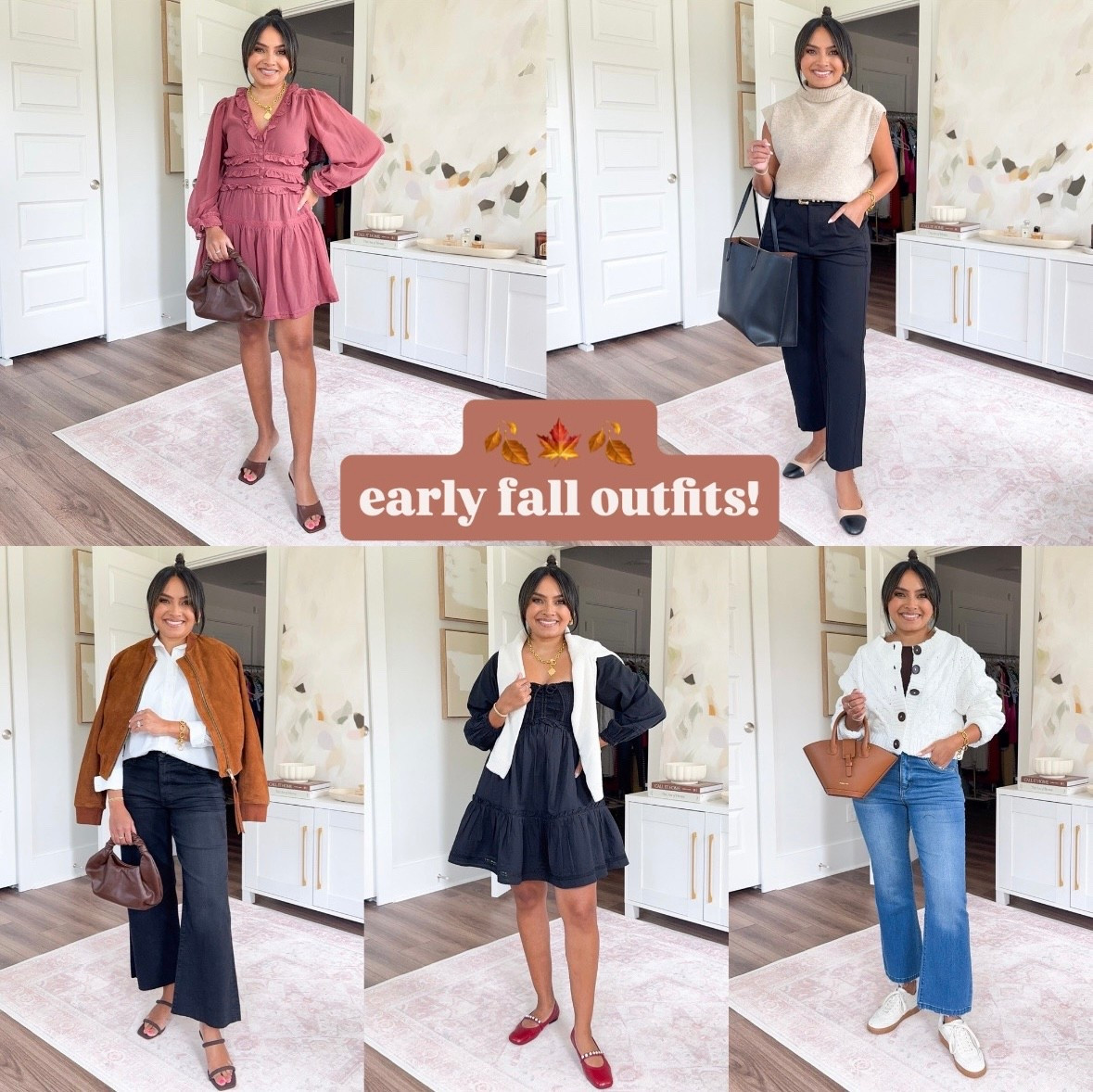 Early fall outfits!
For reference: I’m 5’0, 32b bra size, and 2/26 in bottoms, pear shaped. 
*Everything I share is unaltered! TTS means true to size.

Mauve dress size size xxs
Brown mini heels size 5 TTS

Tan sand sleeveless sweater size xs TTS
Black belt size xs TTS
Black pants size 2 petite TTS
Cap toe flats - old, similar linked

Brown suede jacket size 2/6 TTS
White button down size 0 petite TTS
Black jeans size 0 petite - I sized down a size, these run big in the waist
Coffee brown kitten heels size 5 TTS

Black dress size xxs TTS
Red flats size 5 TTS
Cardigan size xs petite TTS

White cardigan size xs TTS
Brown bodysuit size xxs TTS
Blue jeans size 2 petite TTS
Sneakers size 6 TTS - color ecru mesh 

Fall outfits
Early fall
Autumn
Petite style
Petite pants
Nordstrom anniversary sale
Wear to work
Fall dresses
Rachel Miranda Blog
Honeysweetpetite
Honey Sweet Petite


#LTKStyleTip #LTKPetite #LTKSaleAlert