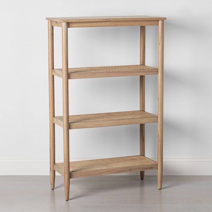 Tall 4-Shelf Wood &#38; Cane Bookcase - Hearth &#38; Hand&#8482; with Magnolia | Target