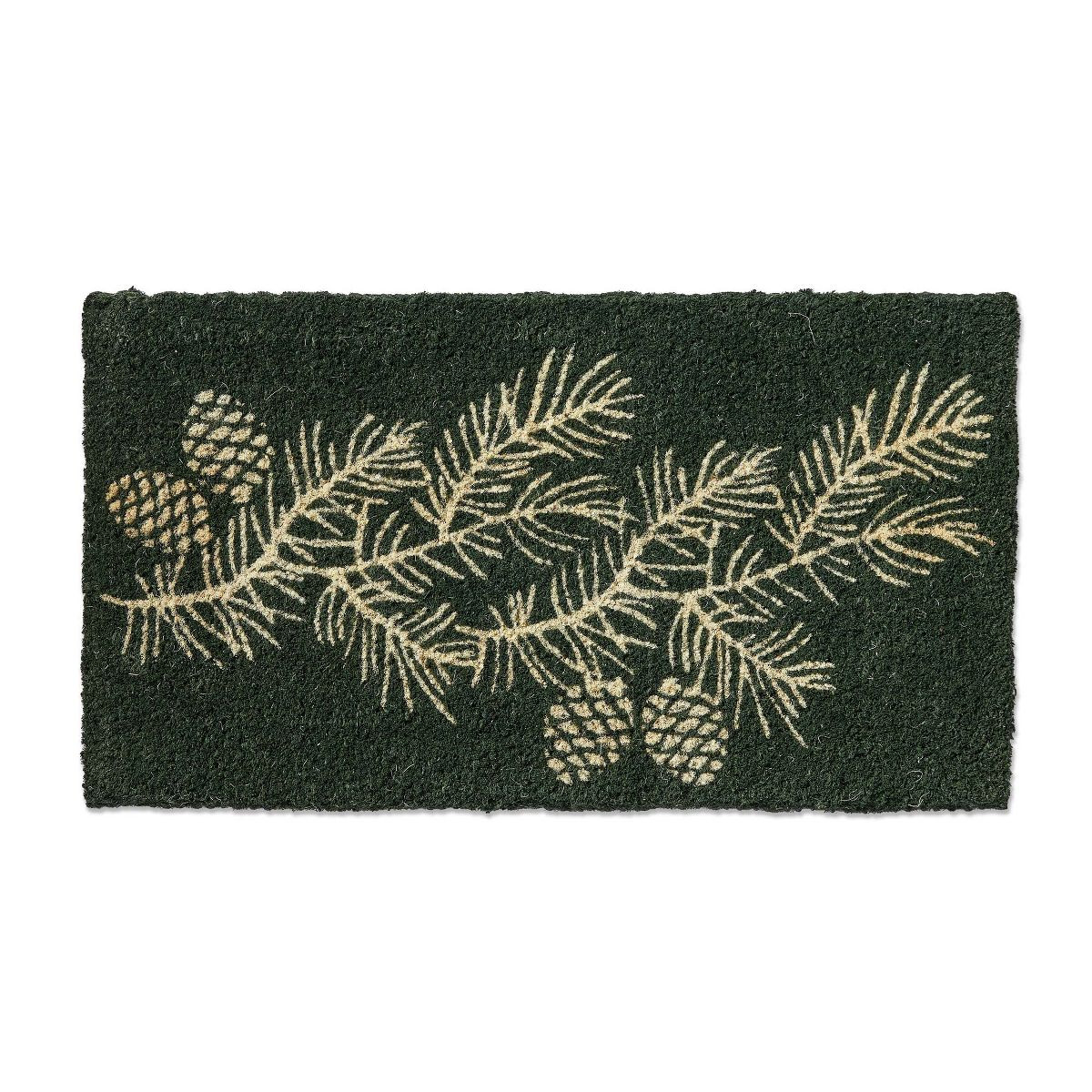 tag Winter Pinecones Coir Door Mat - Natural Christmas Doormat, Green, 30" x 17" x 1", Easy to Cl... | Target