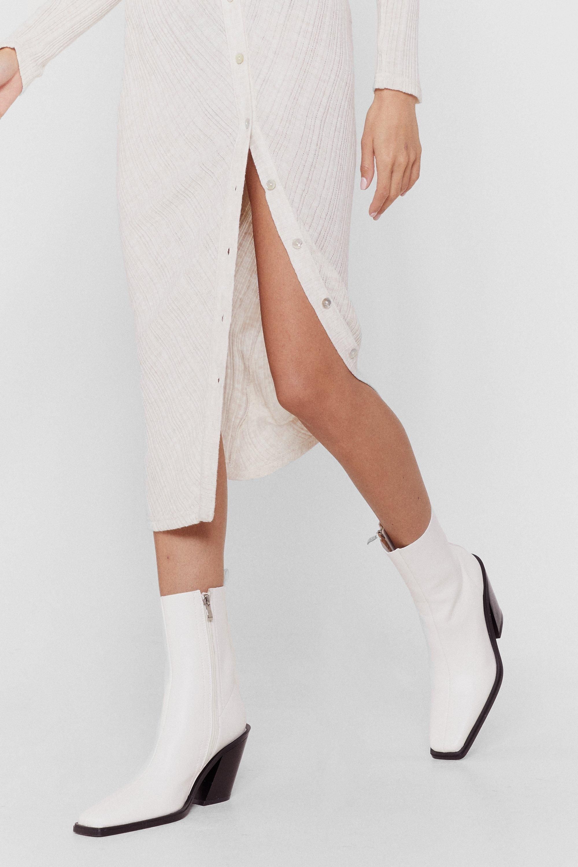 Western Faux Leather High Ankle Boots | Nasty Gal (US)