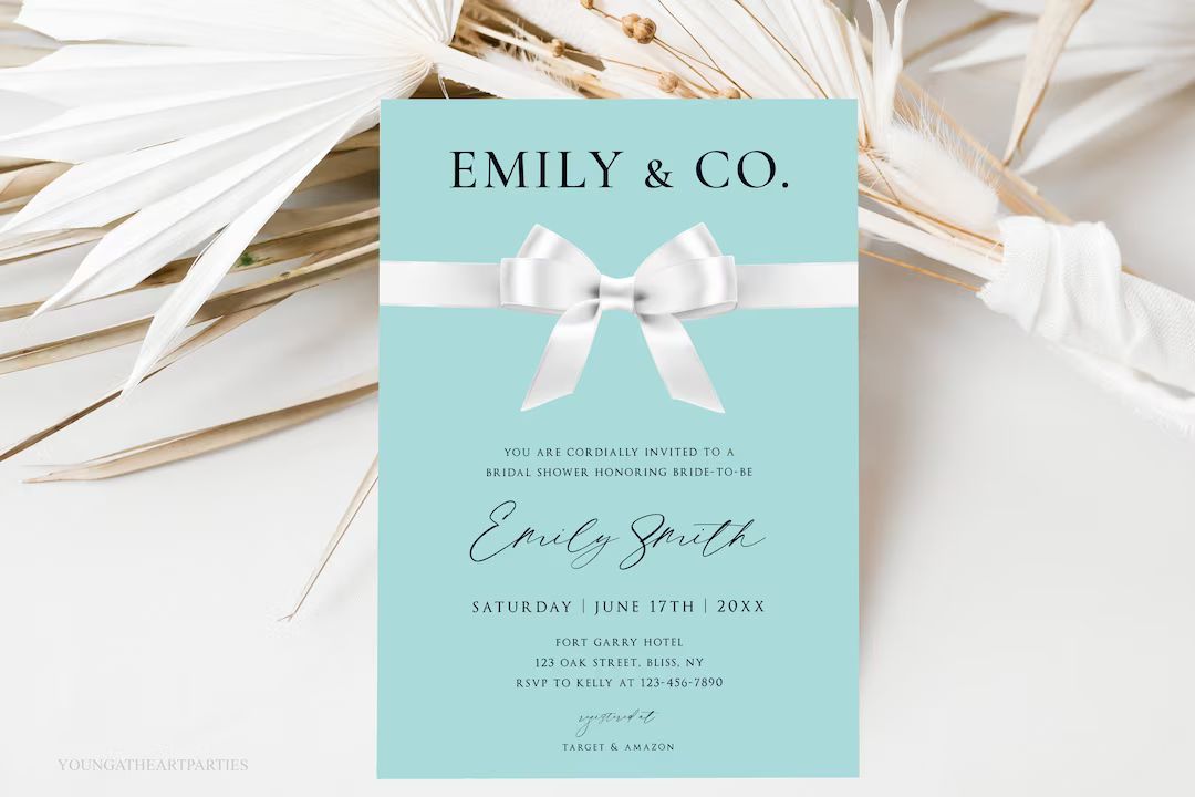 Customizable Bride & Co. Invitation Template White Bow With - Etsy | Etsy (US)