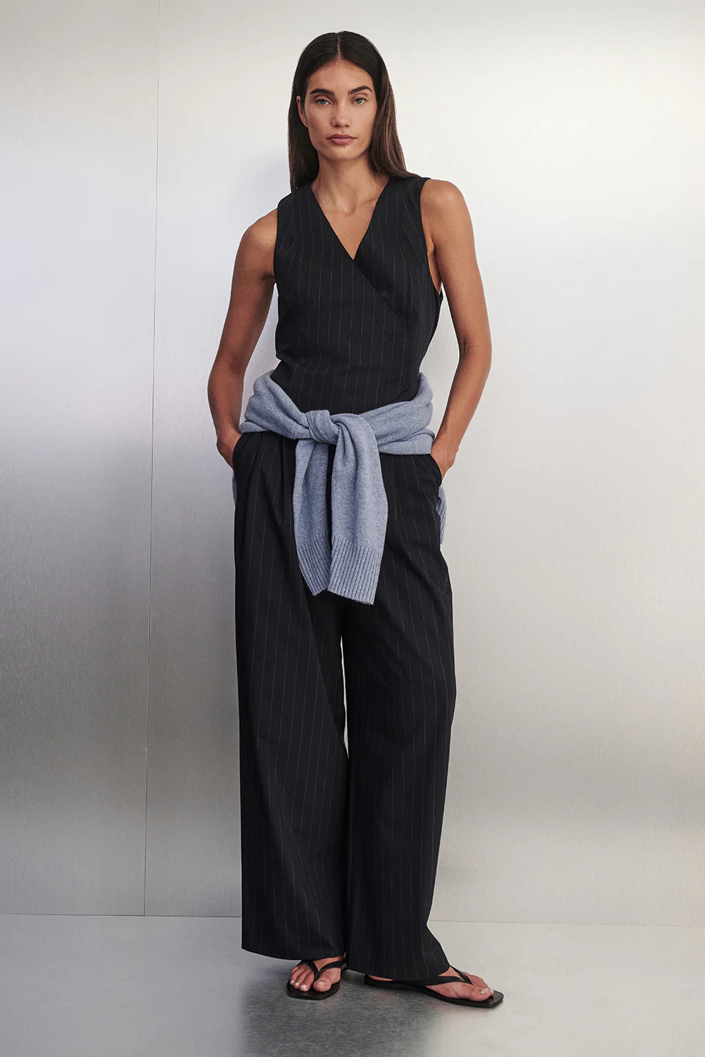 SIAN INK STRIPE TAILORED WIDE PANT | DISSH