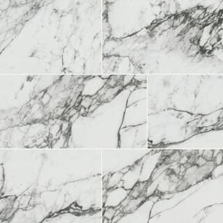 Donatello 16 in. x 32 in. Polished Porcelain Marble Look Floor and Wall Tile (14.2 sq. ft./Case) | The Home Depot