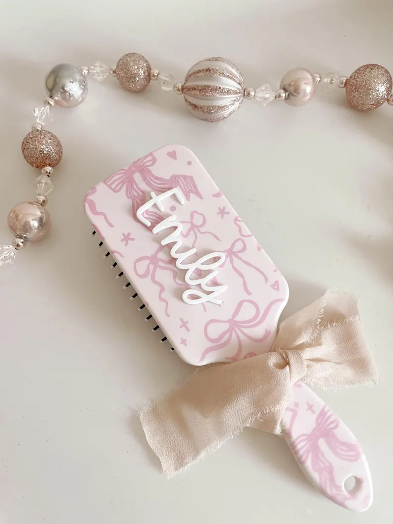 Personalized Hairbrush for Pink Bridesmaid Gift Custom Name Brush Bow Themed Favor Gift for Teen ... | Etsy (US)