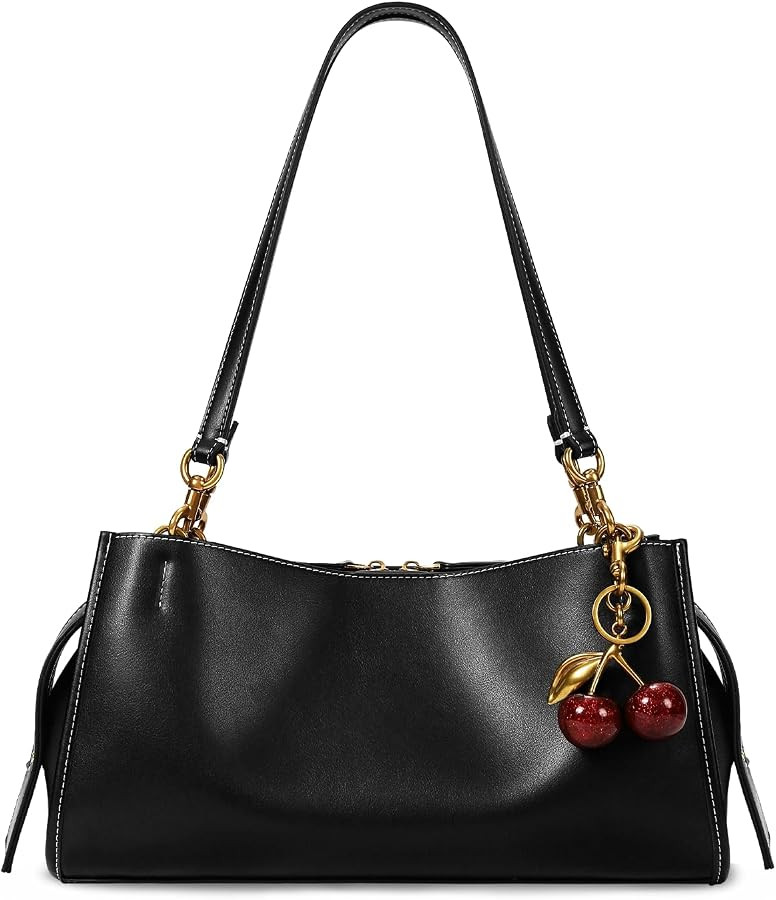 Shoulder Bag Medium Pu Leather Tote Bag For Women Trendy Designer Handbag With Cherry Pendant For... | Amazon (US)