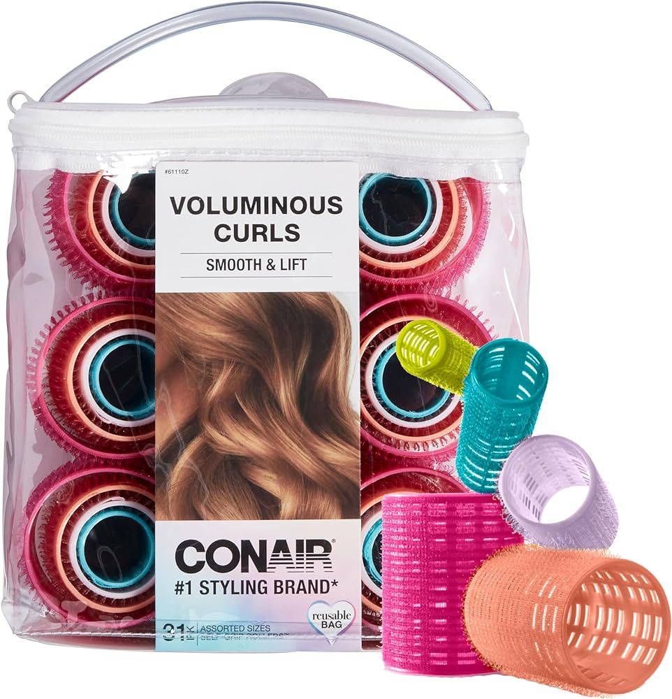 Conair Heatless Hair Curler Assorted Sizes and Colors Hair Rollers, Hair Curlers, with Storage Ba... | Amazon (US)