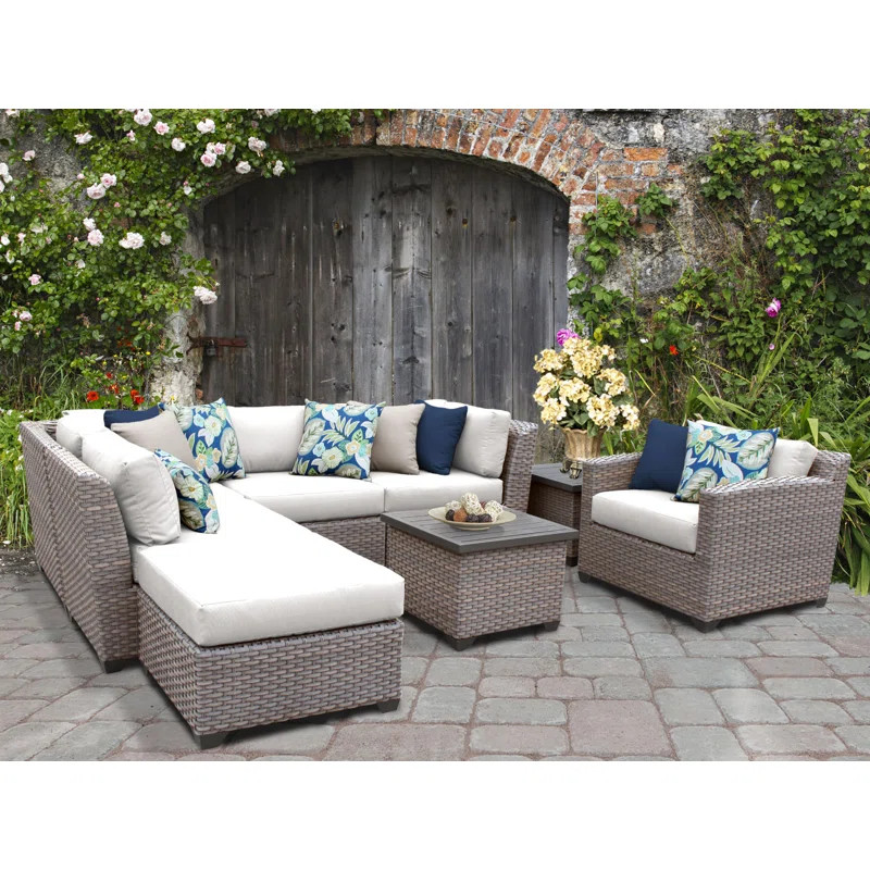 Merlyn 8 Piece Rattan Sectional Seating Group with Cushions | Wayfair North America
