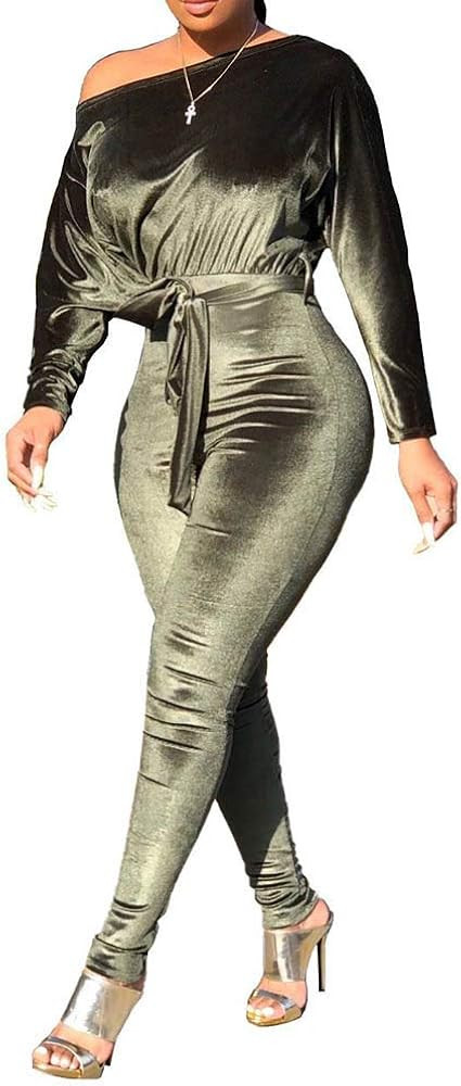 ECHOINE Women's Sexy Bodycon Jumpsuits Elegant Off Shoulder Stretchy One Piece Outfits Party Club... | Amazon (US)