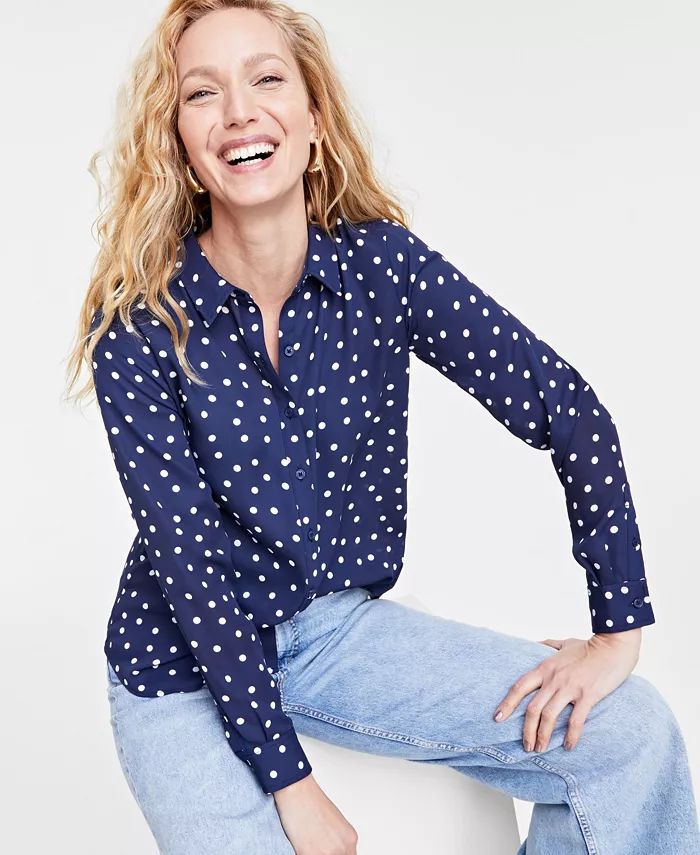 Women's Button-Front Crepe Shirt, Created for Macy's | Macy's