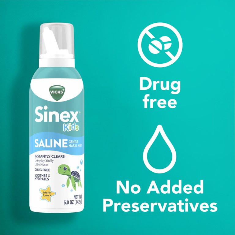 Vicks Sinex Children's Saline Nasal Spray, Drug-Free Nasal Decongestant for Kids Sinus Relief, 5 ... | Walmart (US)