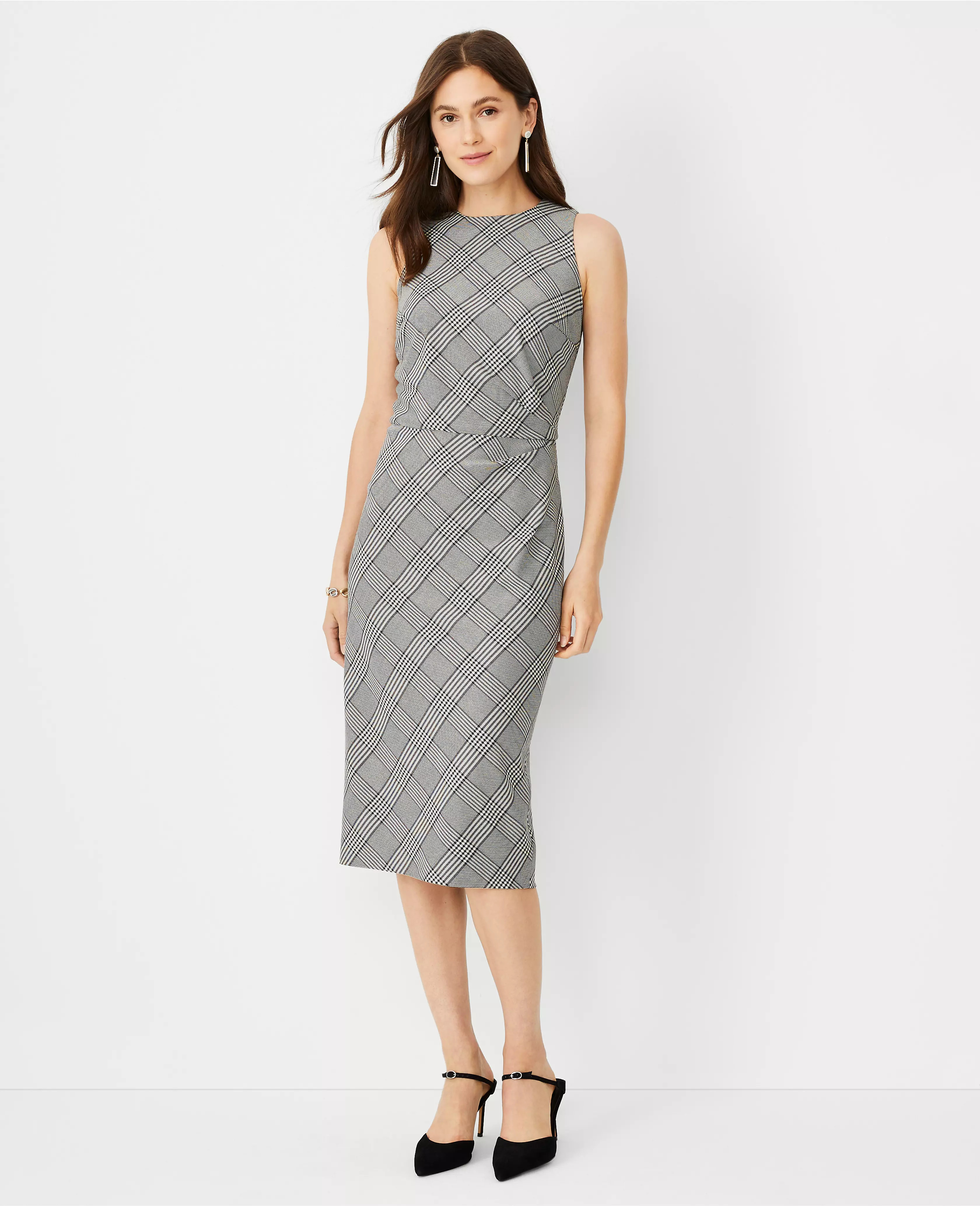 Plaid Tucked Wrap Sheath Dress | Ann Taylor (US)