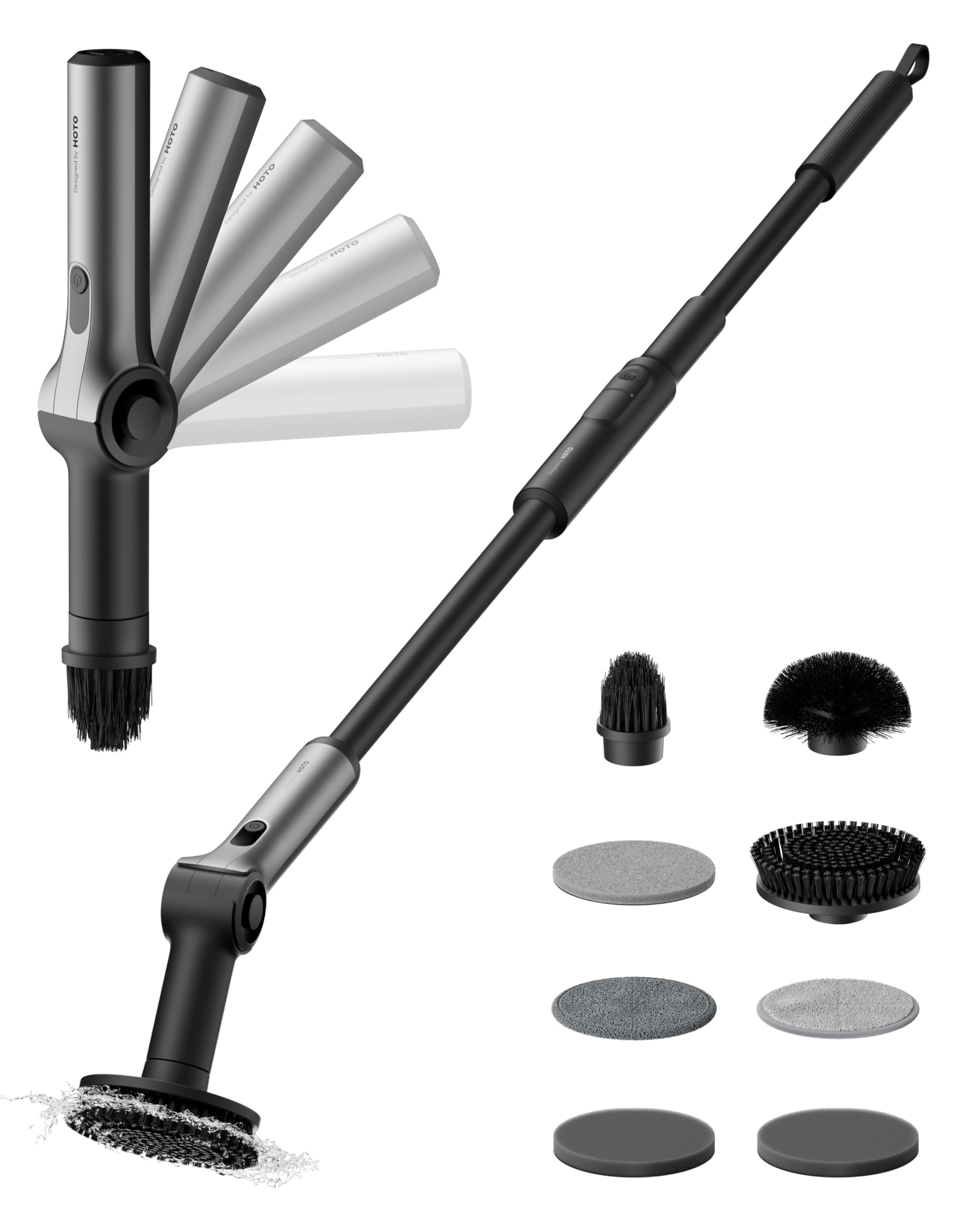 HOTO Flexi™ Cordless Electric Spin Scrubber, Adjustable Angle, Extendable Handle, Smart Display... | Amazon (US)