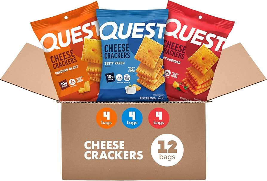 Quest Cheesy Protein Crackers Variety Pack, Zesty Ranch, Cheddar Blast, Spicy Cheddar, High Prote... | Amazon (US)