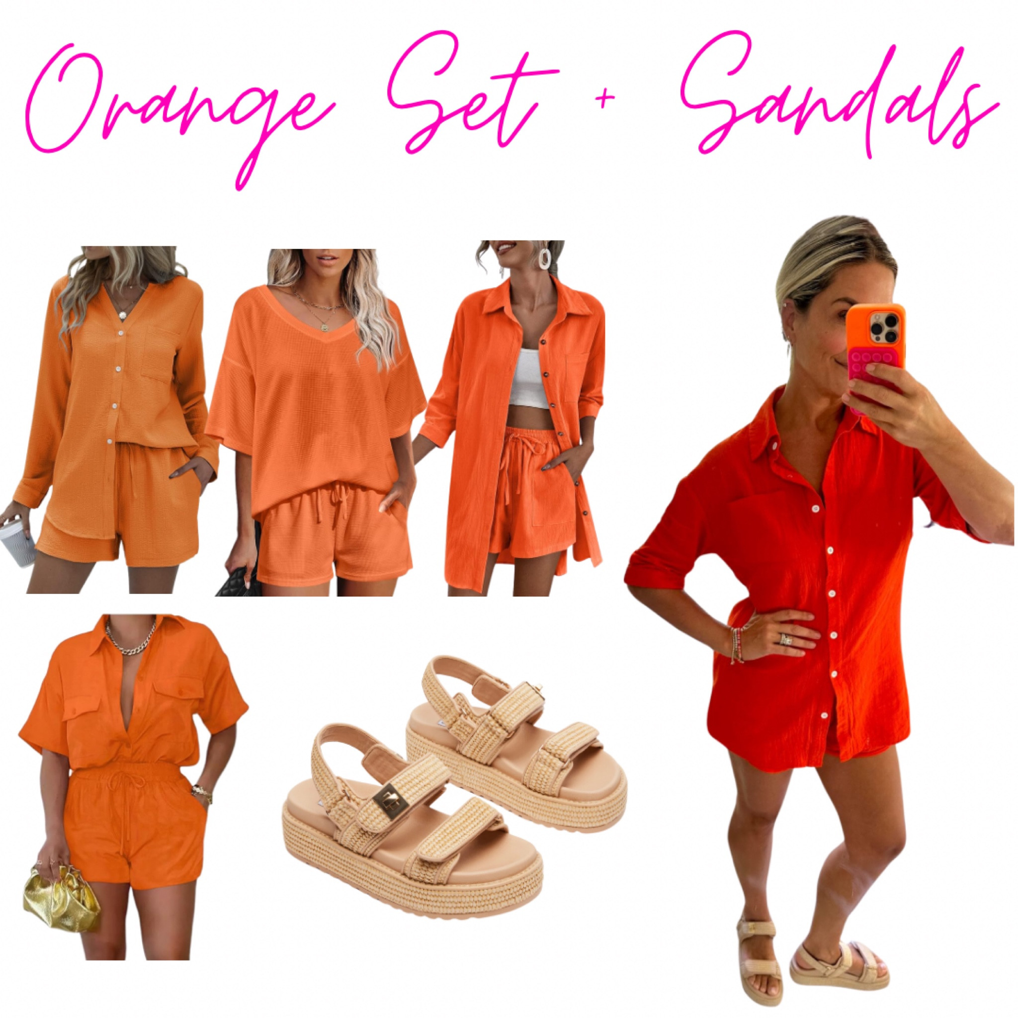 You can't go wrong with a twin set and this orange one is too fun! Linking the exact outfit I have on plus some other options with different textures and features. I'm wearing this on repeat all summer!

#LTKSeasonal #LTKStyleTip