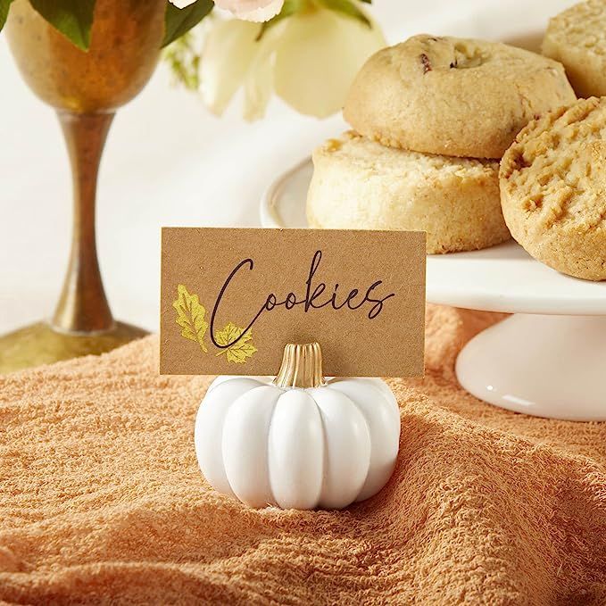 Kate Aspen Rustic Pumpkin Table Décor, Thanksgiving, Fall Themed Weddings, White | Amazon (US)