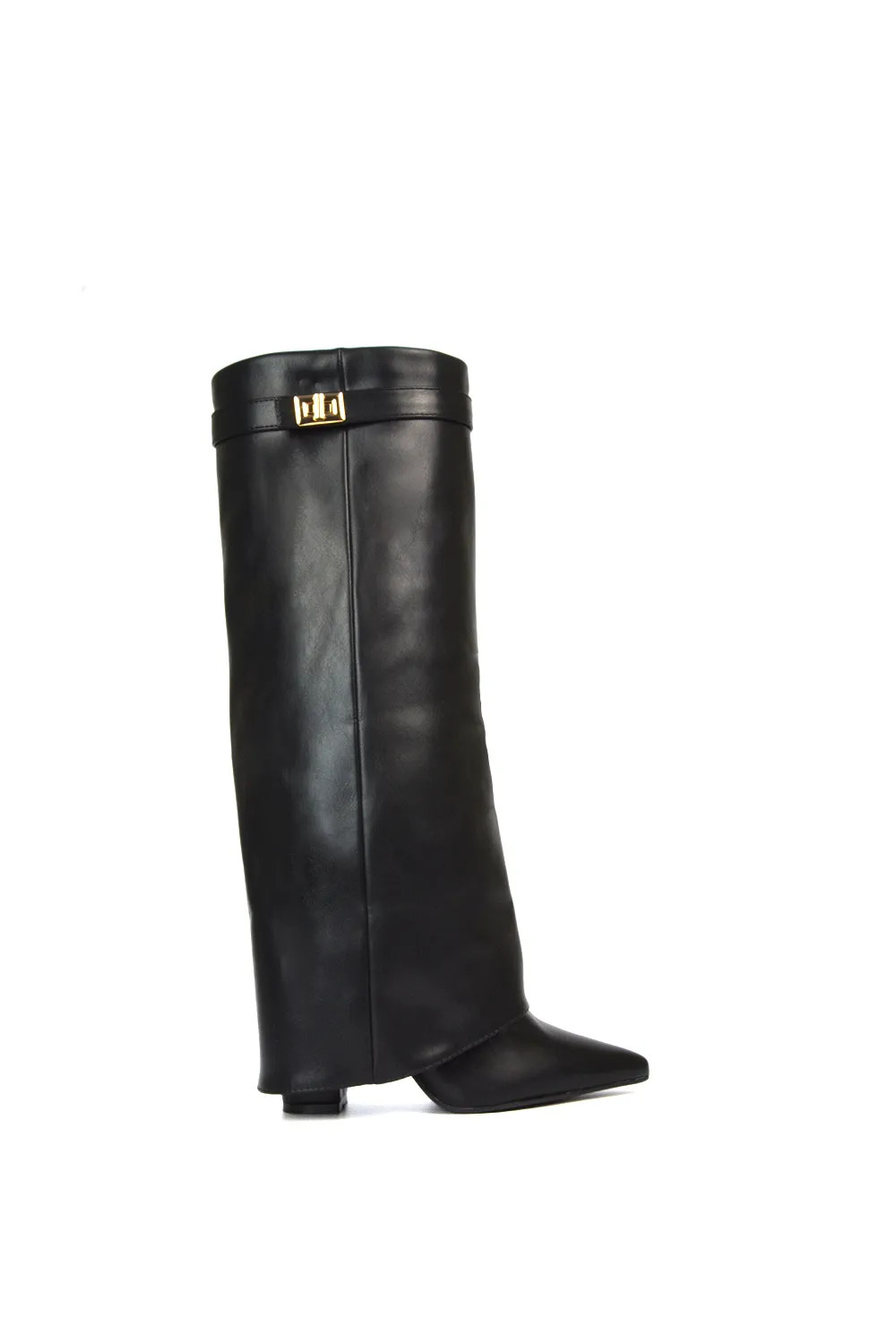 Boots | 'Rayna' Block Heel Knee High Foldover Boots With Pointed Toe | XY London | Debenhams UK