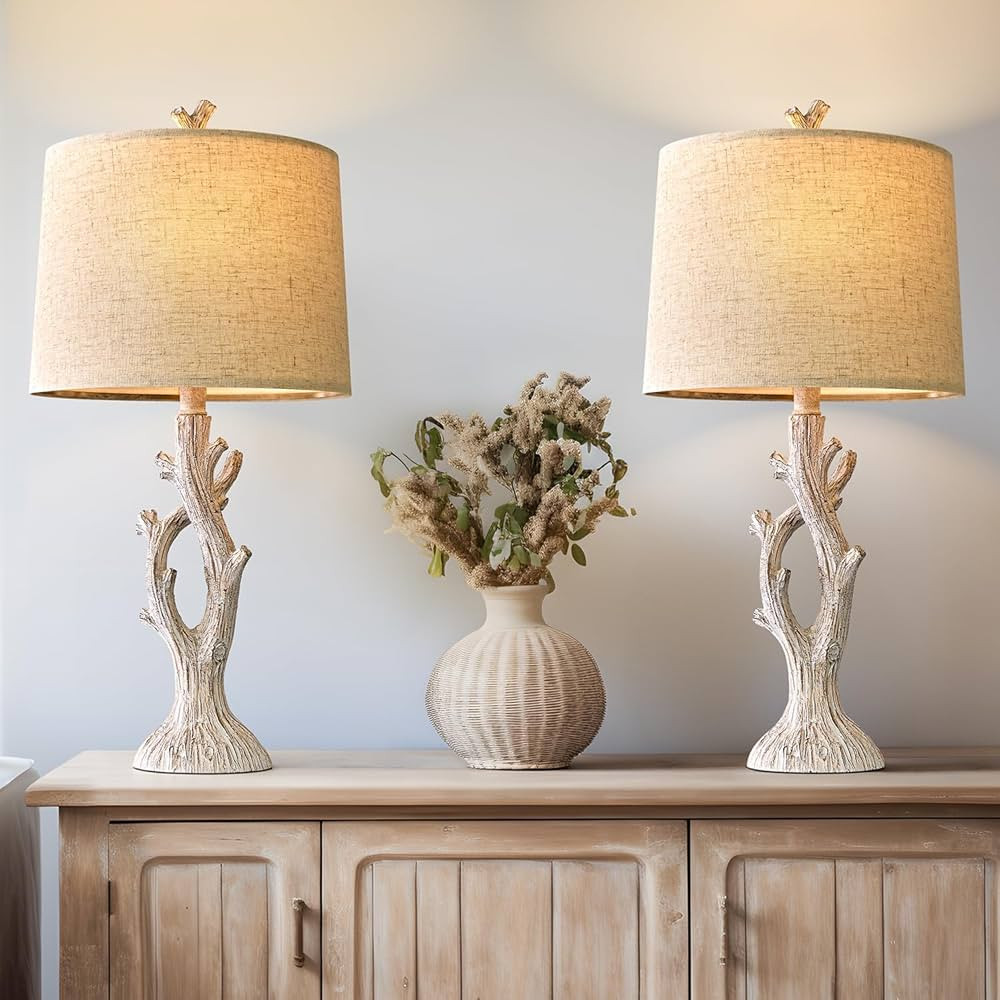 OYEARS Farmhouse Table Lamps Set of 2 for Living Room Bedroom Bedside Tree Lamp Nightstand End Ta... | Amazon (US)