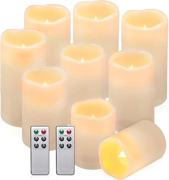 Comenzar Flameless Candles, Waterproof Outdoor Indoor Battery Candles Set of 9(H 4" 5" 6" x D 3")... | Amazon (US)
