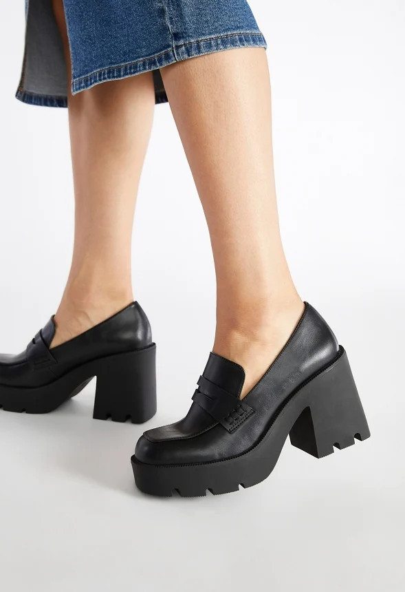 Cher Heeled Lug Sole Loafer | JustFab