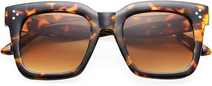 BOURYO Retro Oversized Square Sunglasses for Women Flat Lens Sun Glasses Gradient Shades UV400 | Amazon (US)