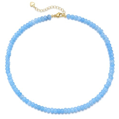 Beaded Gemstone Necklaces for Women, Bohemian Colored Choker Natural Stone Bead Decoration Summer... | Amazon (US)