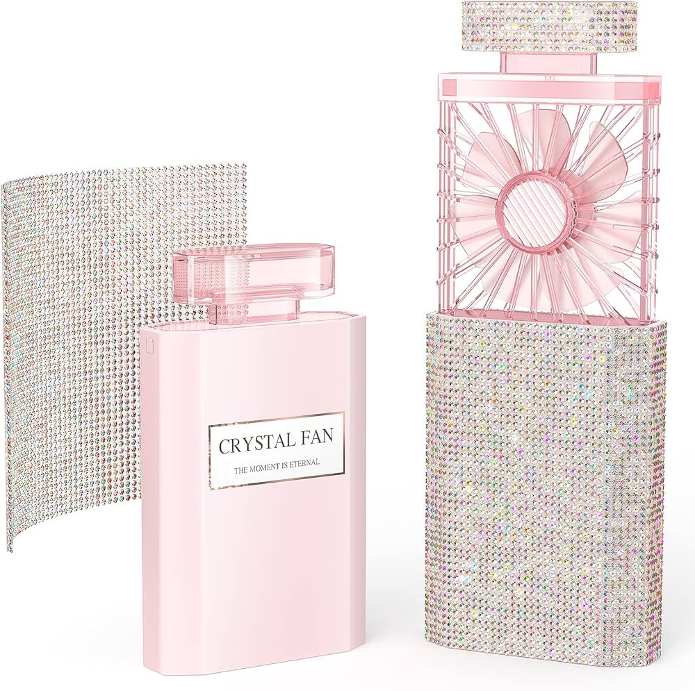 LIGHTDESIRE DIY Bling Crystal Rhinestones Handheld Fan, Mini Personal Fan, Cooling Small Fan Rech... | Amazon (US)