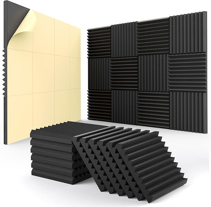 12 Pack Acoustic Panels Self-Adhesive, 1" X 12" X 12" Quick-Recovery Sound Proof Foam Panels, Aco... | Amazon (US)