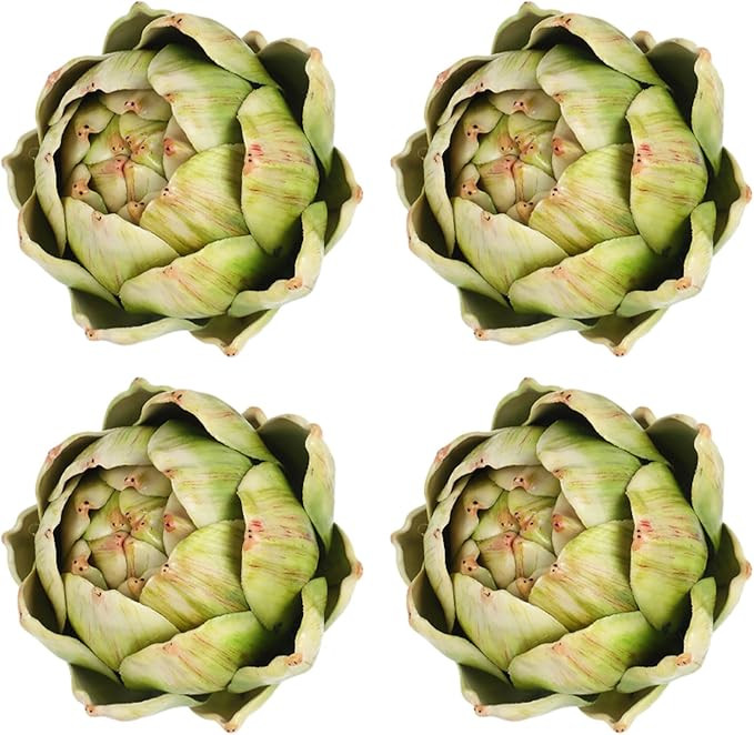 Timgle 4 Pcs Green Artificial Artichokes Fake Vegetables and Fruits for Summer Kitchen Wedding Bo... | Amazon (US)