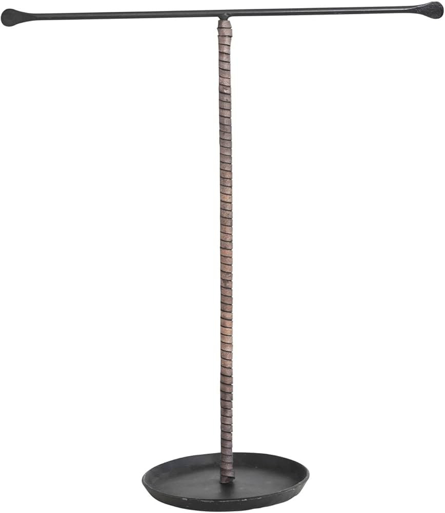 Creative Co-Op Modern Metal and Leather, Black Jewelry Stand | Amazon (US)