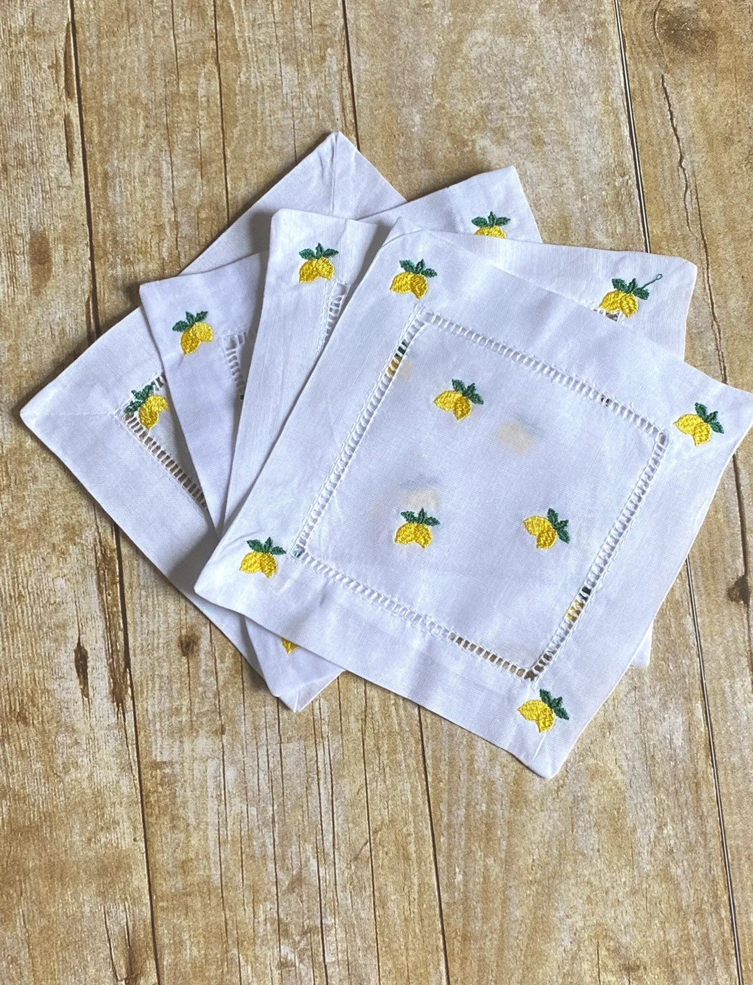 Lemon Cocktail Napkins Set of 4 - Etsy | Etsy (US)