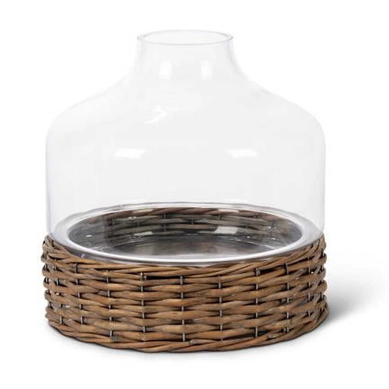 Gerson 11.4-in D x 11-in H Glass and Rattan Cloche | Walmart (US)