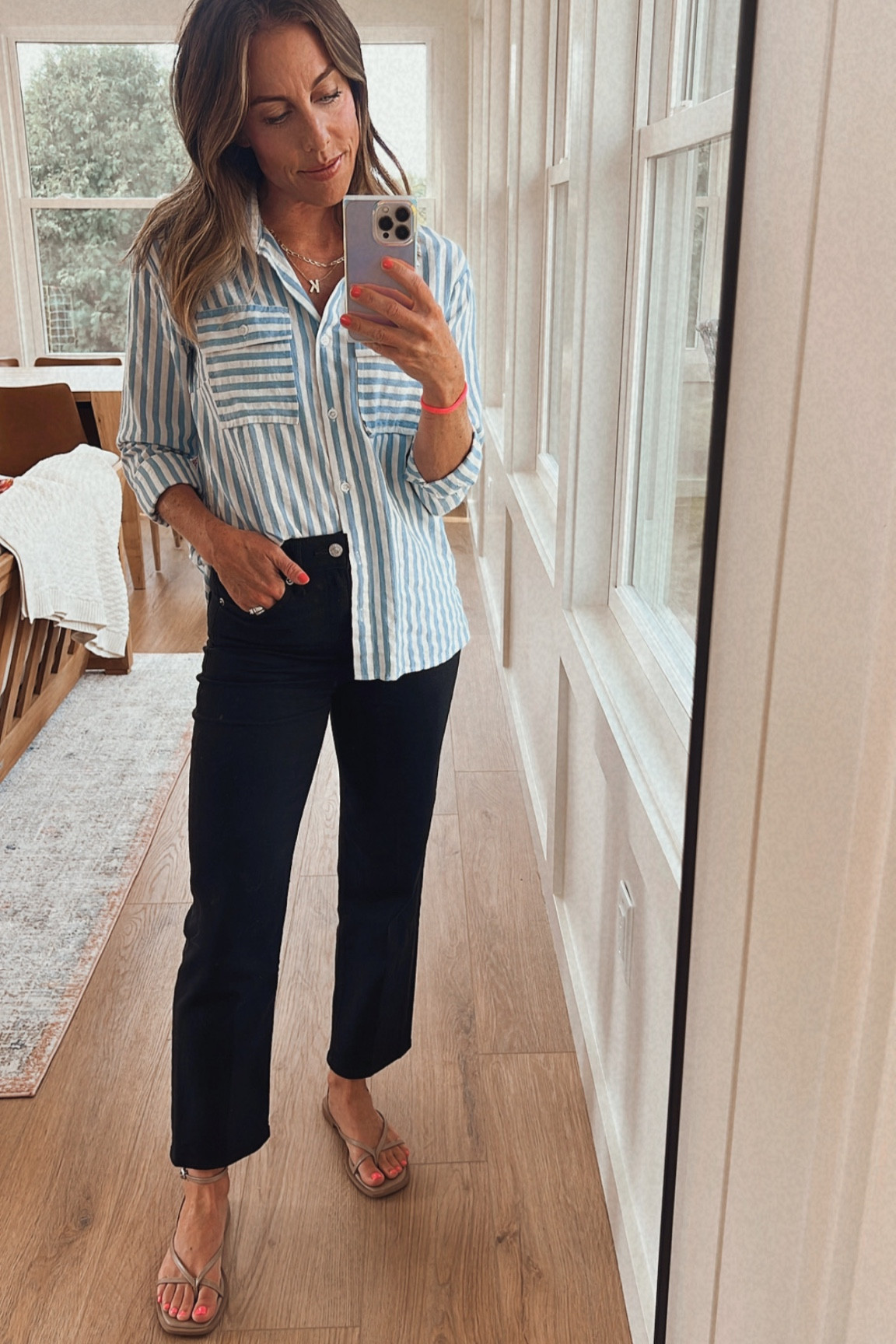 Top: small
Jeans: 2 regular length 
Sandals: TTS 

#LTKunder50 #LTKstyletip #LTKshoecrush