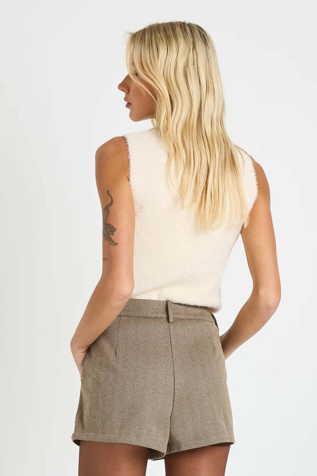 Brown Herringbone Mini Short | Boohoo | Boohoo.com (UK & IE)