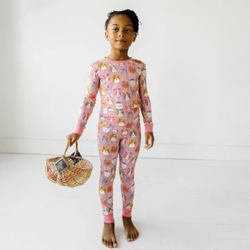 Boho Bunnies Two-Piece Bamboo Viscose Pajama Set | Little Sleepies