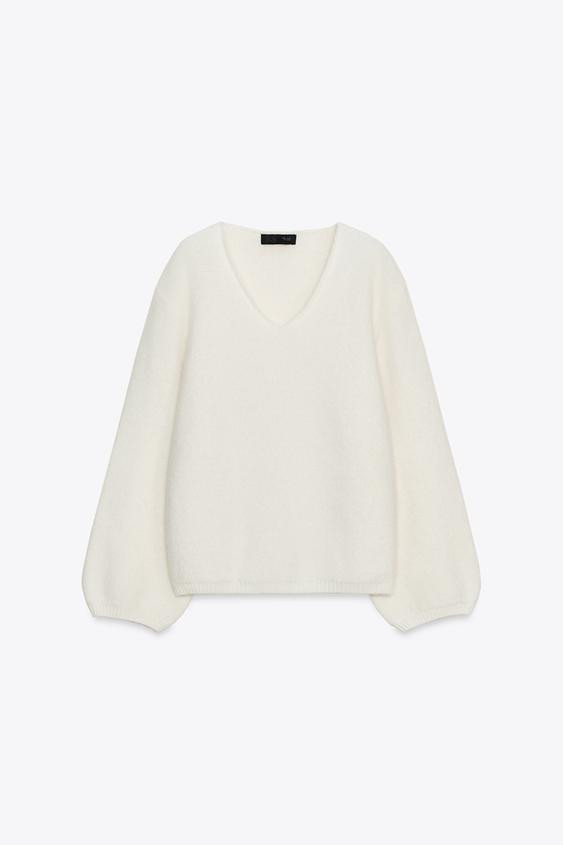 WOOL BLEND BALLOON SLEEVE SWEATER | Zara US