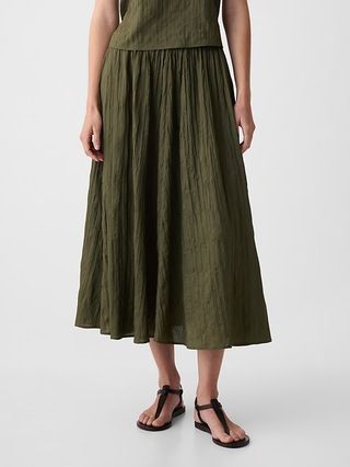 Textured Crinkle Pull-On Midi Skirt | Gap (US)
