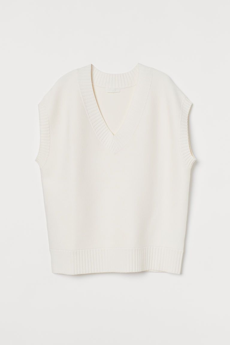 H & M - Oversized Sweater Vest - White | H&M (US + CA)