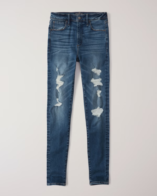 Ripped High Rise Super Skinny Jeans | Abercrombie & Fitch (US)