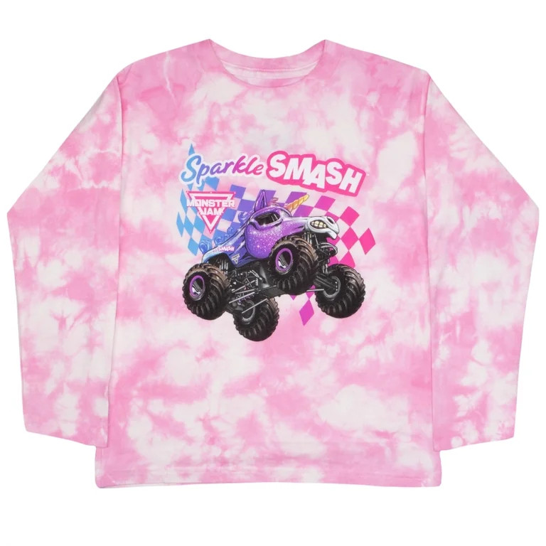 Monster Jam Sparkle Smash Graphic Long Sleeve Crewneck T-Shirt (Little Boys & Big Boys), Sizes 4... | Walmart (US)