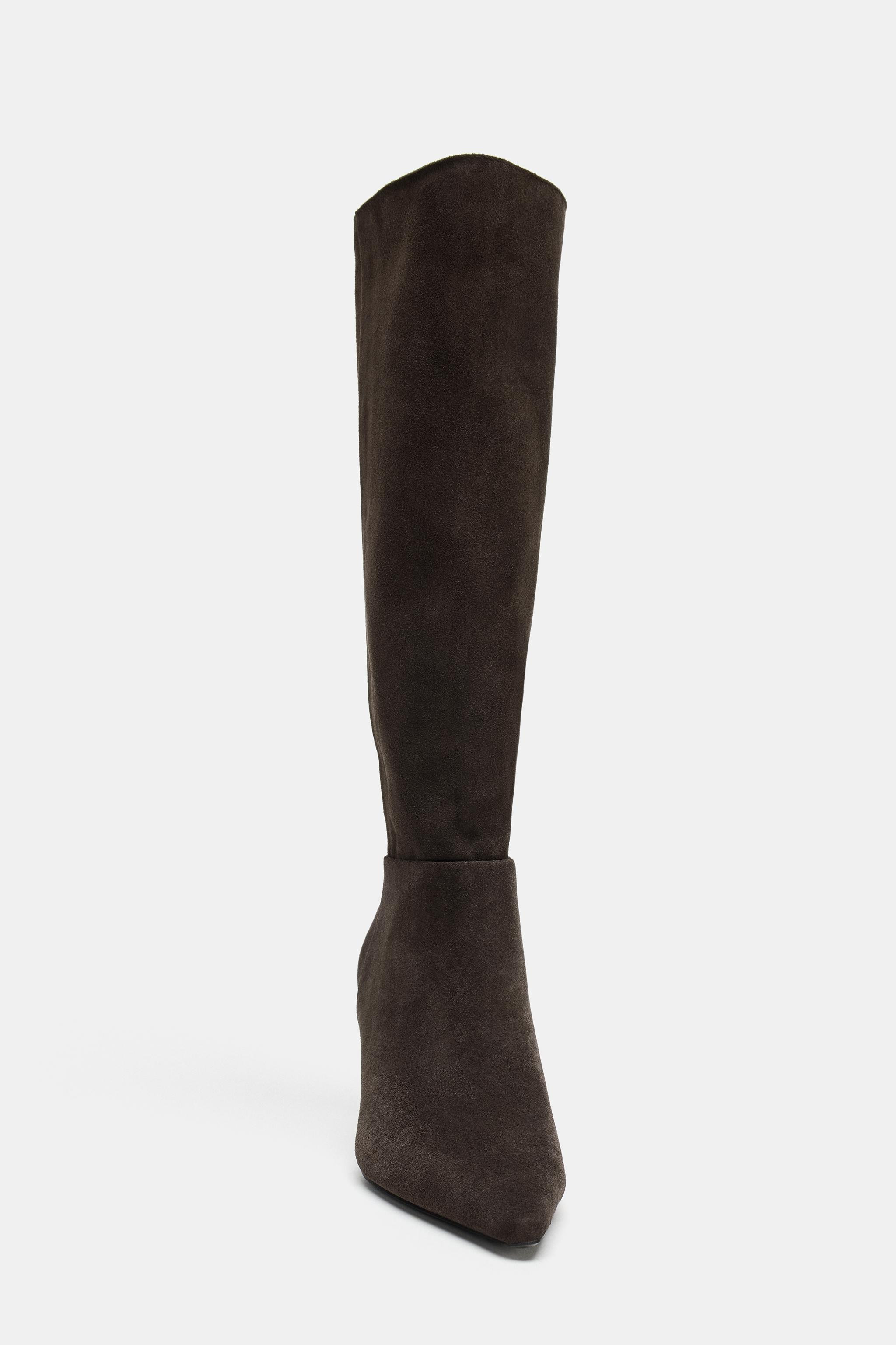 SPLIT SUEDE HEELED BOOTS | Zara UK