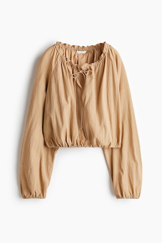 H & M - Bubble-Hem Blouse - Beige | H&M (US + CA)