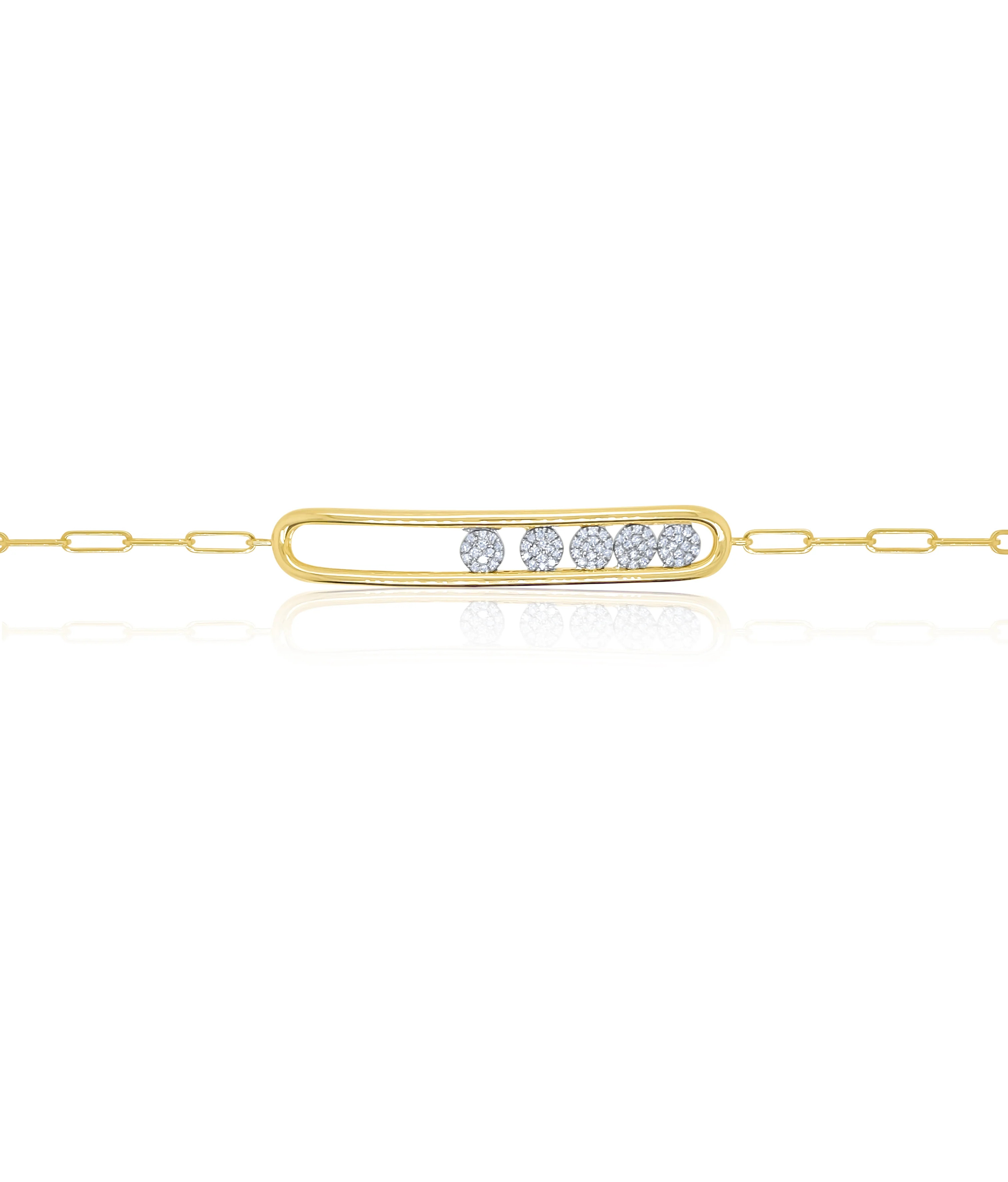 Yellow Gold And Diamond Bracelet with Floating Diamond Discss | Meira T